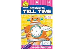 School Zone - Tell Time Workbook - Ages 6 to 8, 1st Grade, 2nd Grade, Telling Time, Digital, Analog, Clock, and More (School 