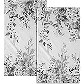Giwawa Grey Eucalyptus Hand Towels Set of 2 Sage Leaves Soft Absorbent Small Bath Towel Kitchen Dish Guest Towel for Bathroom Hotel Gym Spa