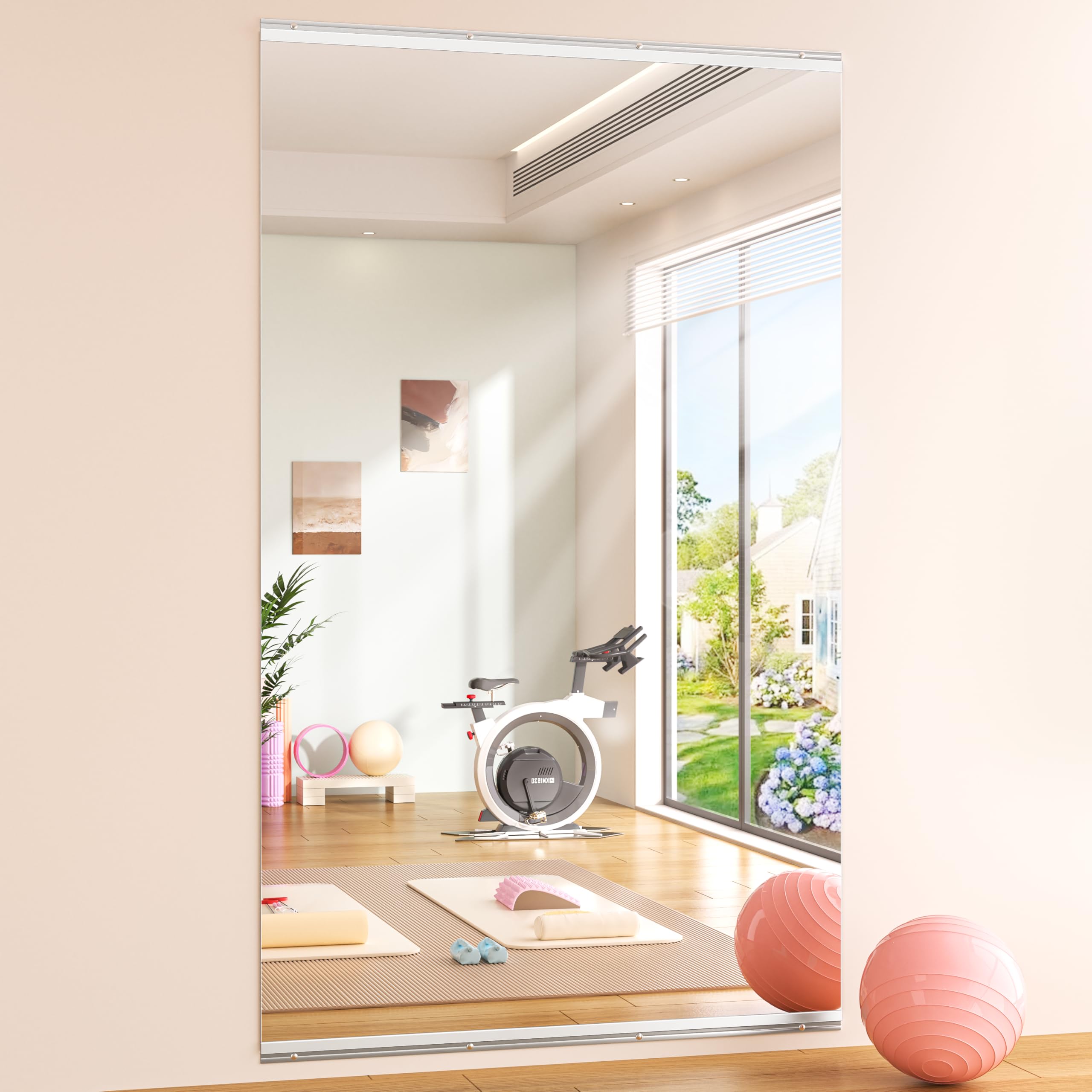 Photo 1 of Hasipu Home Gym Mirror 95" L x 39" W - 1PC Large Full Body Mirror for Yoga, Wall-Mounted Mirrors for Fitness, Garage, Dance Studio, 0.16in Tempered Glass Frameless
