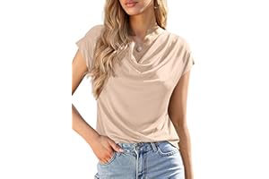 PRETTYGARDEN Blouses for Women Dressy Casual 2026 Summer Cowl Neck Short Sleeve Tops Spring Work Office Teacher Shirts