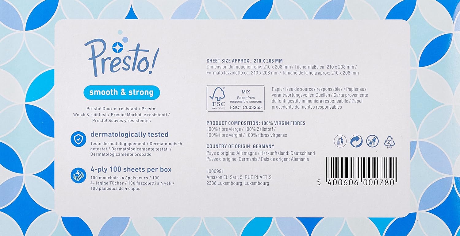 by Amazon 4-Ply Facial Tissues, 1200 Sheets (12 Packs of 100 Sheets), White, 100 count (Pack of 12) - Image 4