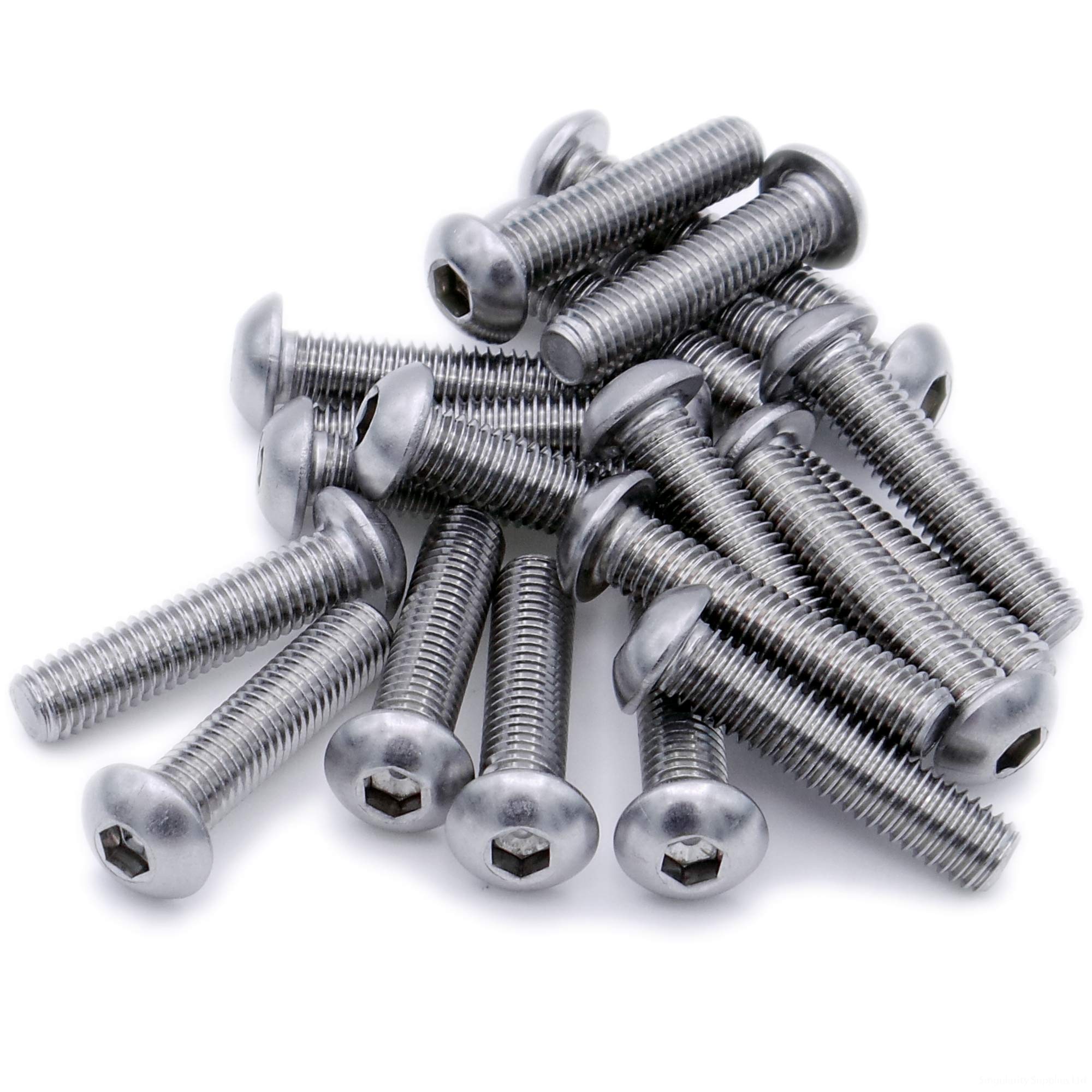 M2.5 (2.5mm x 4mm) Hex Socket Button Machine Screw (Bolt) - Stainless Steel (A2) (Pack of 20)