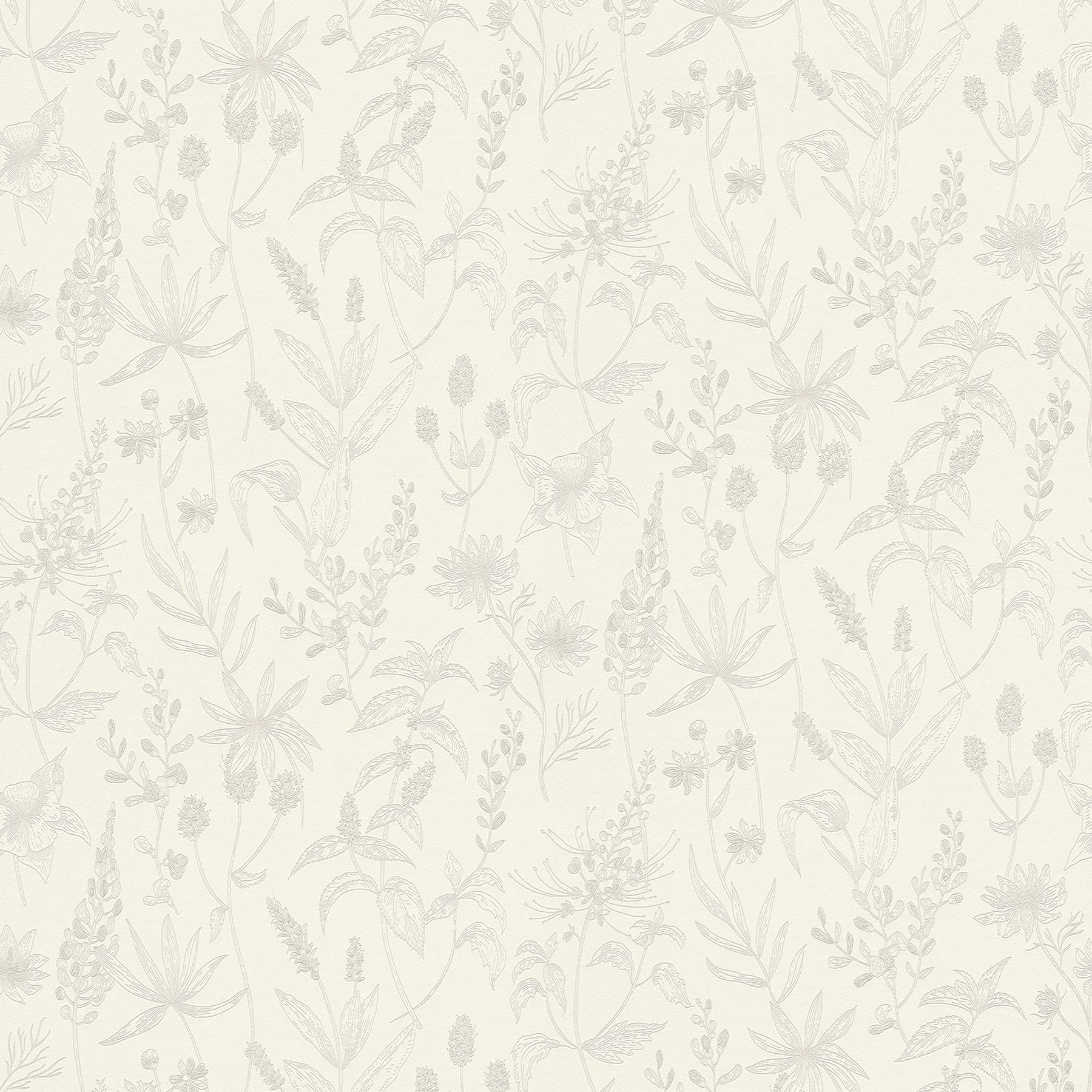 Jette Non-Woven Wallpaper with Glitter Effect with Flowers Floral 10.05 m x 0.53 m Beige Silver White 373631 37363-1
