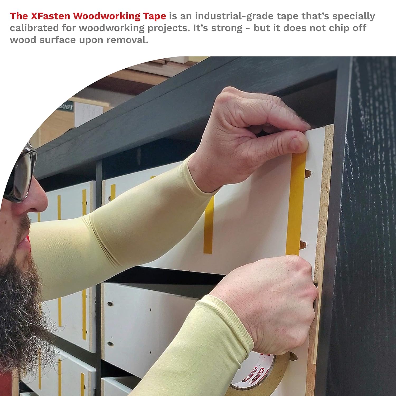 XFasten Double Sided Woodworking Tape, 1-Inch by 36-Yards, 3-Pack - Double Face Woodworker Turner's Tape for Wood Template, Removable & Residue Free: Industrial & Scientific
