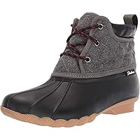 Skechers Women's Pond-Lil Puddles-Mid Quilted Lace Up Duck Boot with Waterproof Outsole Rain