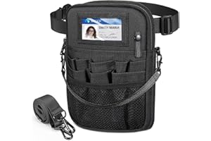 Nurse Fanny Pack with Tape Holder, SITHON Multi Compartment Medical Gear Pocket Belt Bag Nursing Organizer Pouch | Utility Waist Pack for Stethoscopes, Bandage Medical Supplies (*Black 2 Zipper)