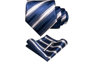 RBOCOTT Silk Stripe Plaid Tie and Pocket Square with Tie Clip Sets for Men