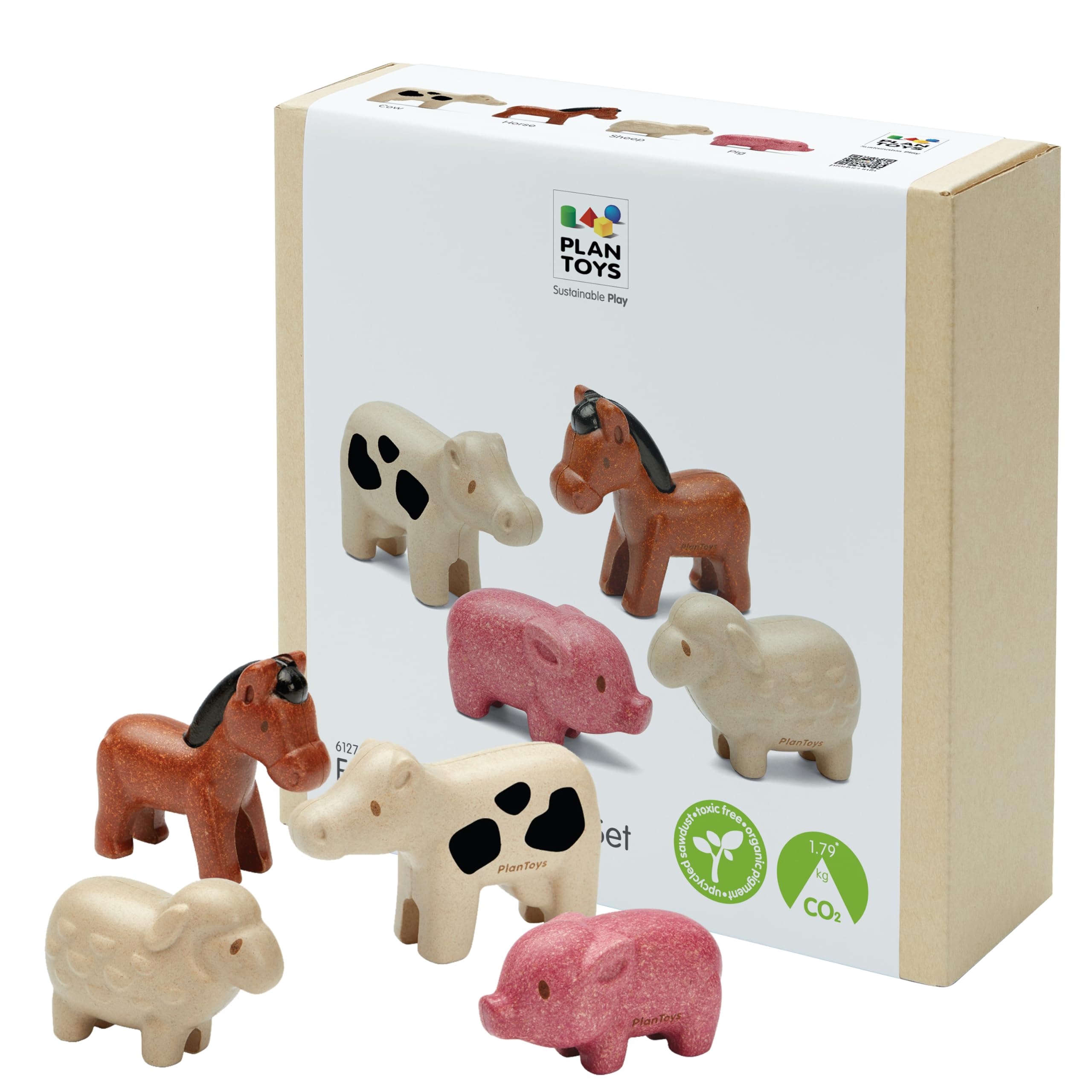 PLAN TOYS FIGURINES : 4 ANIMAUX DE LA FERME