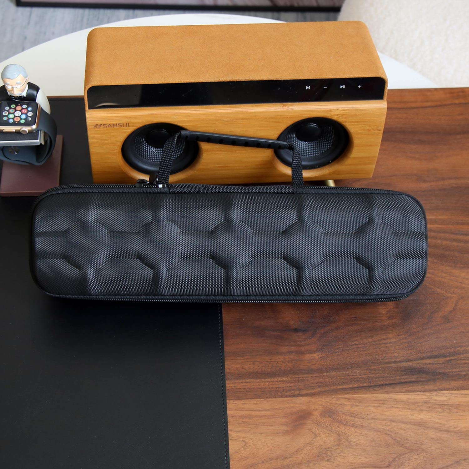 Besforu Hard watch box organizer for men or Women 5 watch travel case Portable Storage watch display holder for Wristwatches and Smart Watches up to 55mm (BLACK 5 SLOT)