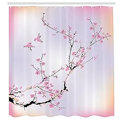Ambesonne Nature Shower Curtain, Flowers Buds and