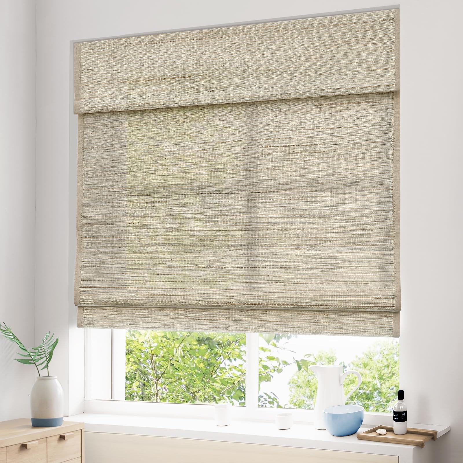 Pasoun Cordless Roman Shades for Windows, Window