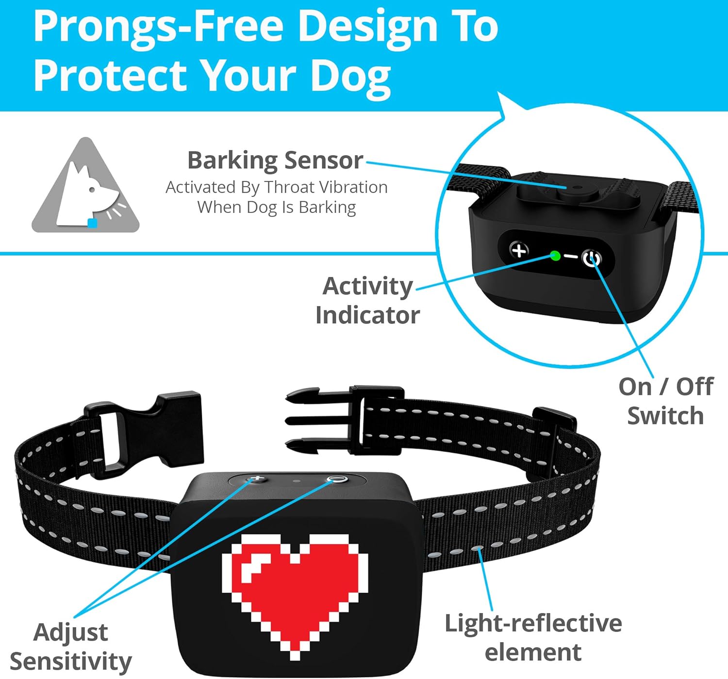 Small Dog Bark Collar Rechargeable - Anti Barking Collar For Small Dogs - Smallest Most Humane Stop Barking Collar - Dog Training No Shock Bark Collar Waterproof - Safe Pet Bark Control Device : Pet Supplies