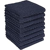 Bumble Towels Premium Kitchen Dish Cloths (12" x 12") | 8 Pack | Diagonal Deluxe Dish Cloth | High Absorbent Tea Towels Set | Navy Blue