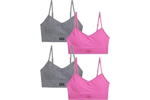 NICOLE MILLER NEW YORK Nicole Miller Girls' Training Bra - 2 Pack/4 Pack Seamless Padded Long Line Cami Bralette - Breathable Bra for Girls (S-XL)