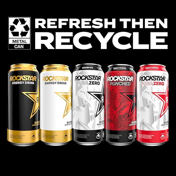 ROCKSTAR ENERGY DRINK WITH CAFFEINE TAURINE AND ELECTROLYTES, RECOVERY LEMONADE, 16OZ (12 PACK) (PACKAGING MAY VARY)