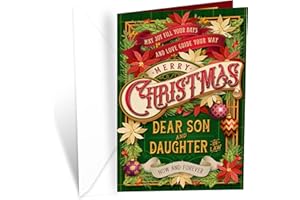 Prime Greetings Son and Daughter In Law Christmas Card, Made in America, Eco-Friendly, Thick Card Stock with Premium Envelope 5in x 7.75in, Packaged in Protective Mailer