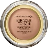 MAX FACTOR - Miracle Touch Foundation - Lightweight Cream To Liquid Formula - SPF 30 &amp; Hyaluronic Acid - 80 Bronze