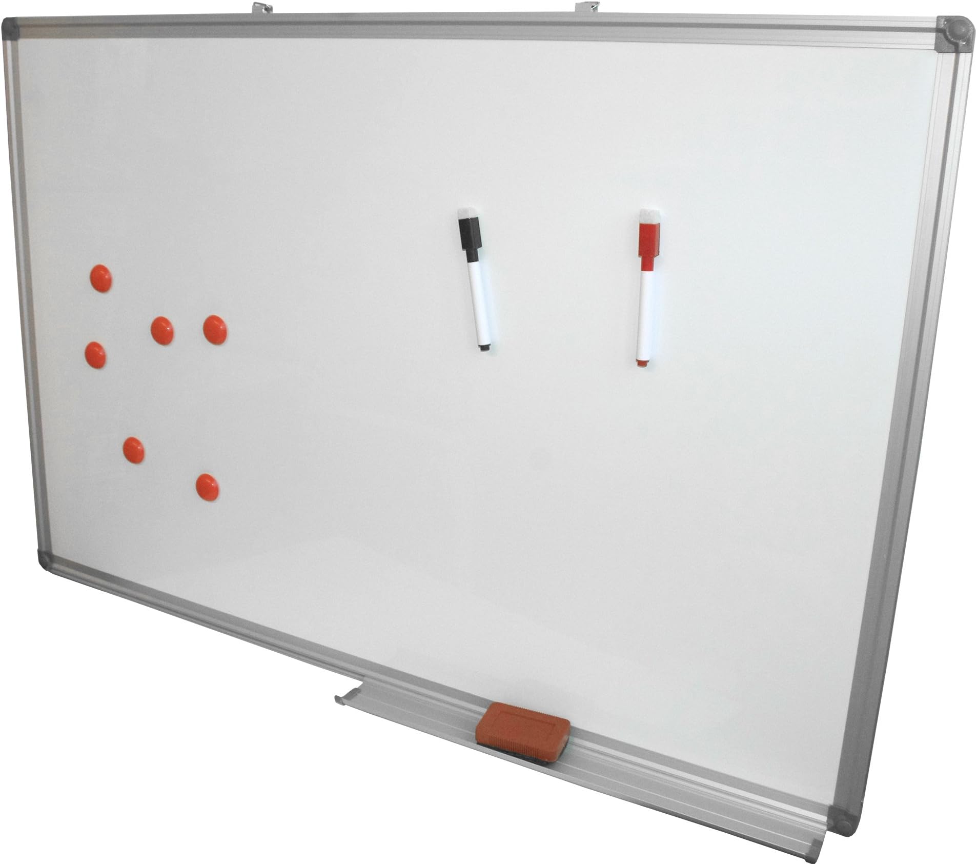 Product Nation 60 x 90cm Whiteboard Drywipe Magnetic with Pen Tray, Aluminium Trim and Accessory Pack