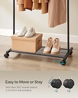 SONGMICS Clothes Rack on Wheels 74 cm Long With Storage Shelf Black HSR130B01 view 5