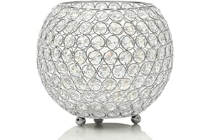 VINCIGANT Silver Crystal Floor Vases/Bowl Candle Holders/Candle Shade for Wedding Anniversary Home Decoration Gifts,Coffee Table Decorative Centerpiece