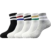 IHAUIUE Two Stripes Crew Socks Solid Color Quartz Socks Vintage Colorful Dress Socks for Women, Men