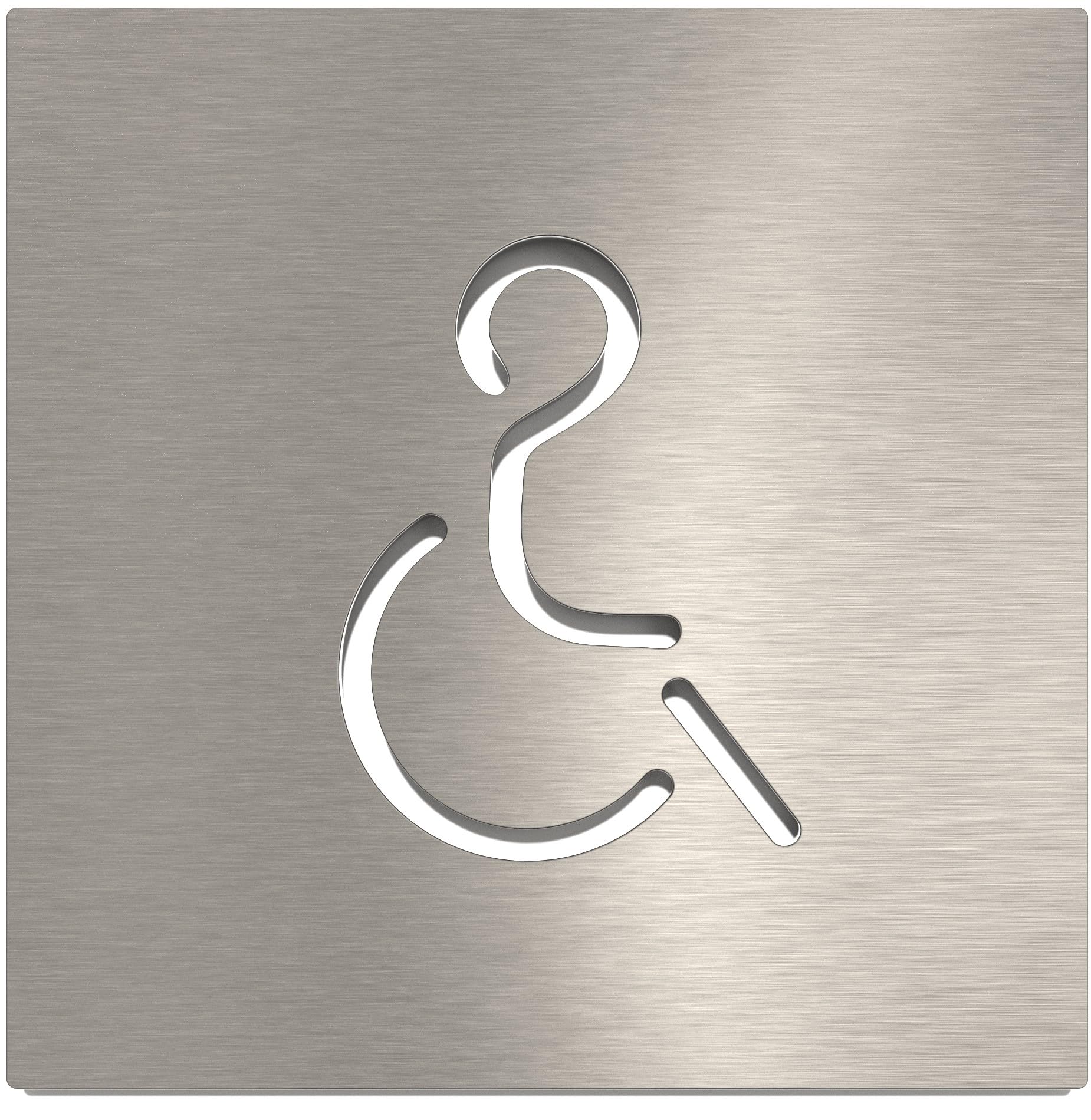 Stainless Steel Toilet Sign - Self Adhesive & Easy Care - Design Toilet Sign - Wheelchair Driver Pictogram - B.02.E