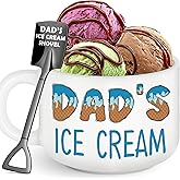 GwhyGifts Fathers Day Birthday Gifts for Dad,Best Dad Ever Gifts from Daughter Son,Funny Ice Cream Bowl with Shovel Spoon Set Present for Papa Dads Bonus Step New First Time Daddy Father