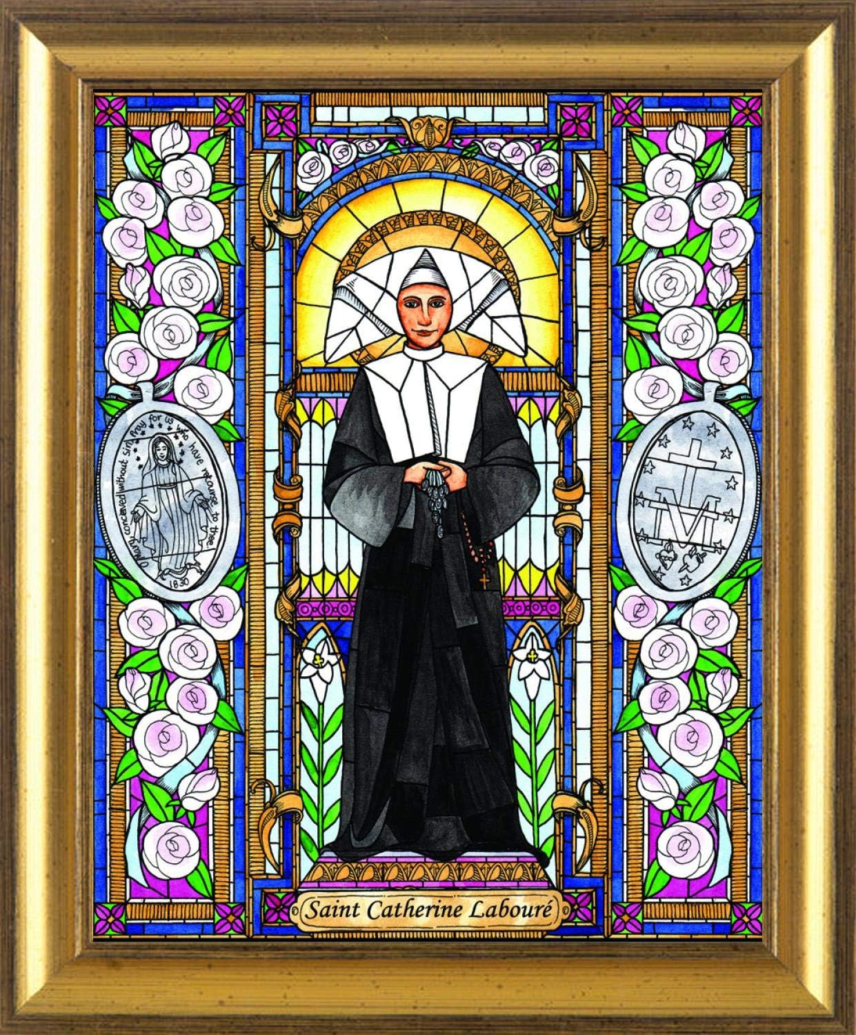 Trinity Stores Wall Framed Religious Art Print - Gold Scoop-10x12 St. Catherine Laboure by Brenda Nippert