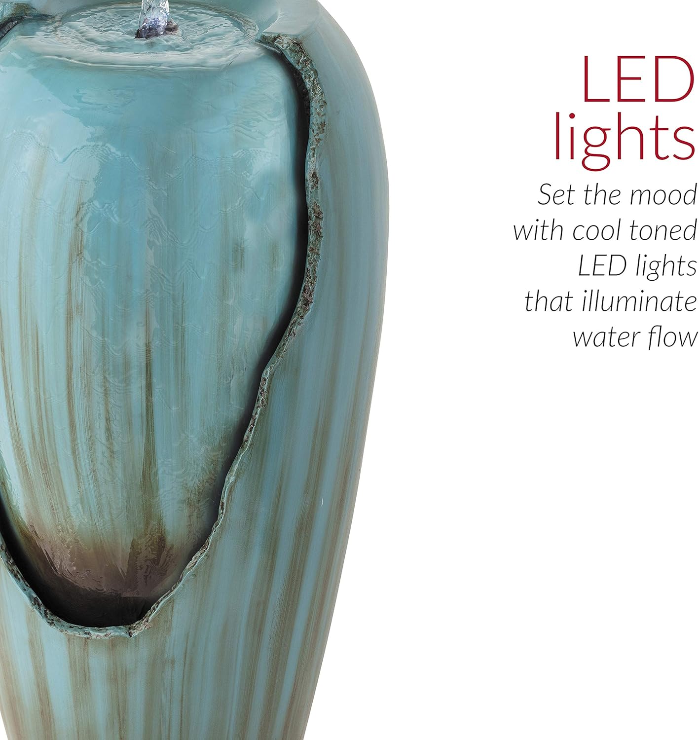 Alpine Corporation DIG100XS Water Jar Fountain w/LED Light, 32 Inch Tall, Turquoise : Indoor Fountains : Garden & Outdoor