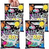 Qeeenar 50 Pieces 80s Party Favor Bags Bulk Plastic Back to 80's Hip Hop Gift Candy Goodie Treat Bags for Retro 1980s Theme Disco Dance Birthday Party Supplies