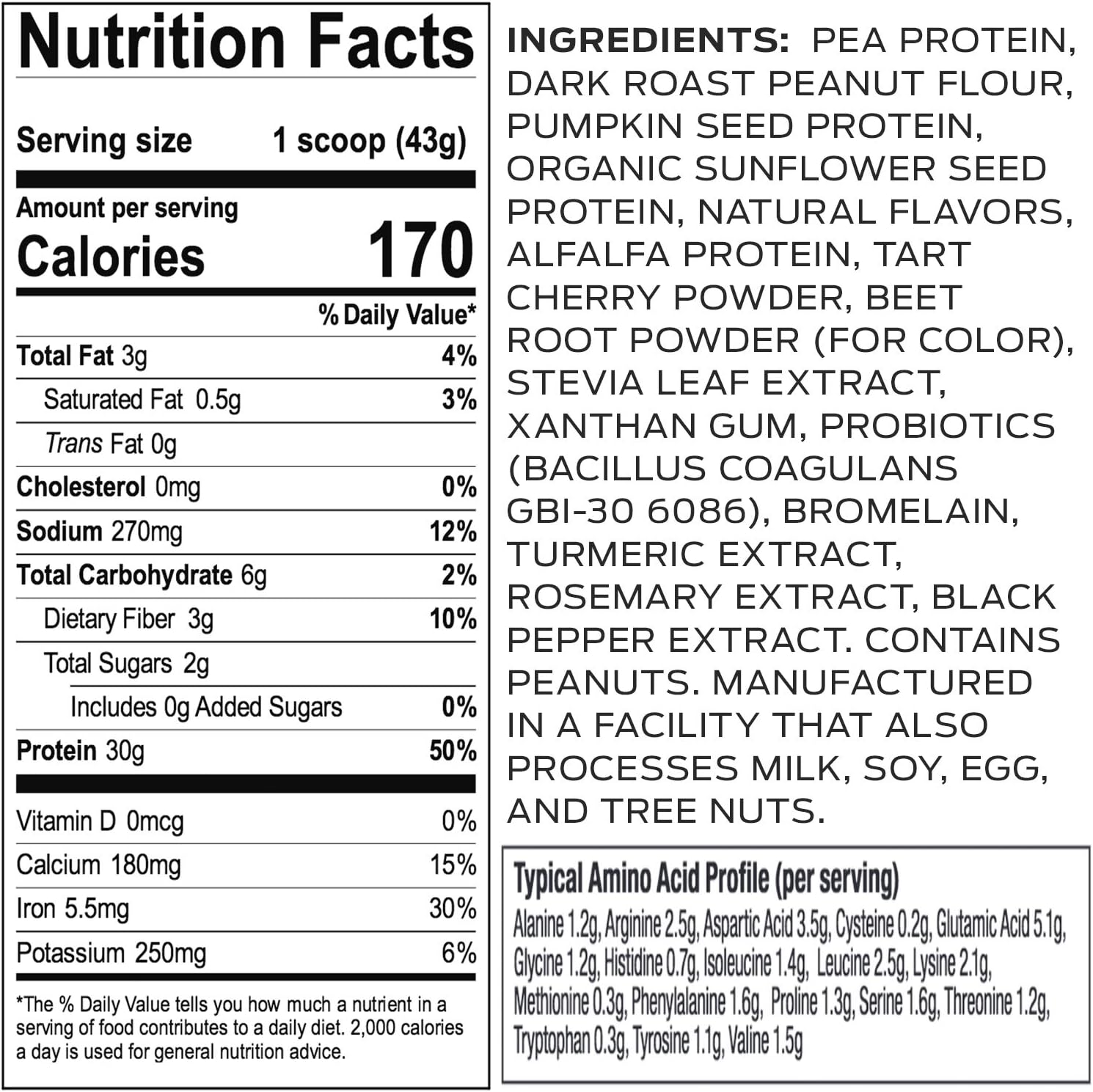 Vega Sport Premium Protein, Peanut Butter (19 Servings, 28.7 oz) - Plant Based Vegan Protein Powder, BCAAs, Amino Acid, Tart cherry, Non Whey, Gluten Free, Non GMO: Health & Personal Care