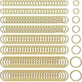 Shapenty 4 Sizes 8mm 10mm 12mm 15mm Twisted Open Jump Rings O Ring Wire Linking Connectors Circle Frame Rings for Necklace Bracelet Keychain Dangle Earrings Jewelry Making, 200PCS (Gold)