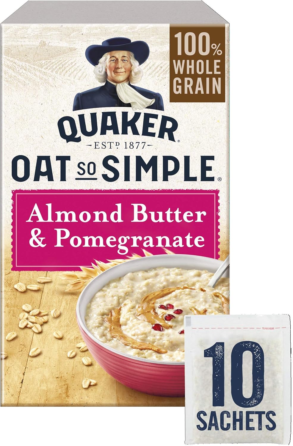 Quaker Oats So Simple Almond Butter and Pomegranate Porridge Sachets 10
