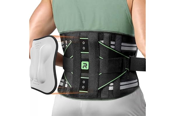 Rakiie Back Brace for Lower Back Pain Relief, 8X Powerful Lumbar Support with 3D Support Pad, Back Support Belt for Men Women