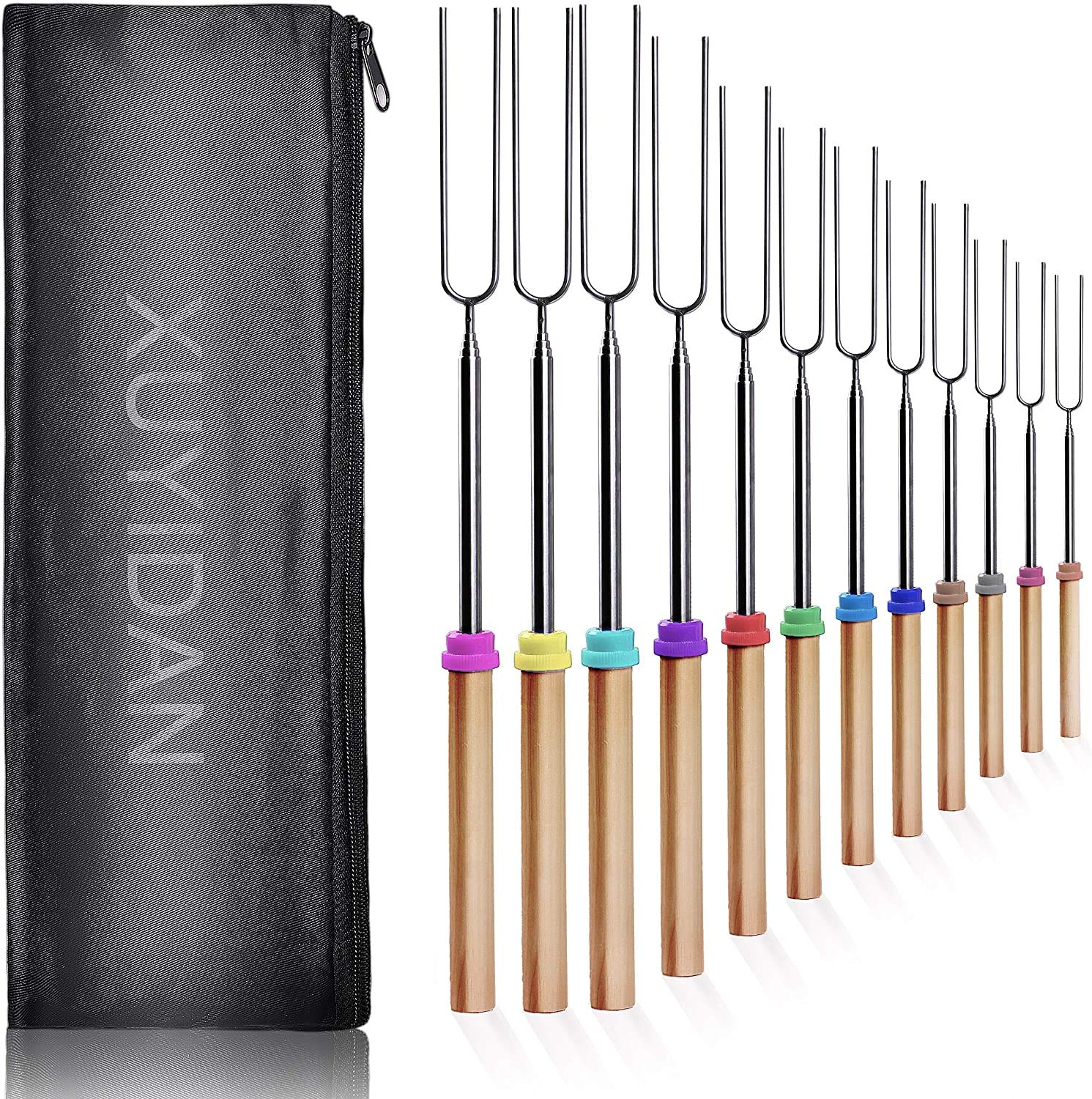 Marshmallow Roasting Sticks, Smores Sticks for Fire Pit Extra Long 32 Inch 12pcs Campfire Roasting Sticks Hot Dog Roasting Sticks for Campfire Marshmellow Sticks For Campfire Smores Kit For Fire Pit