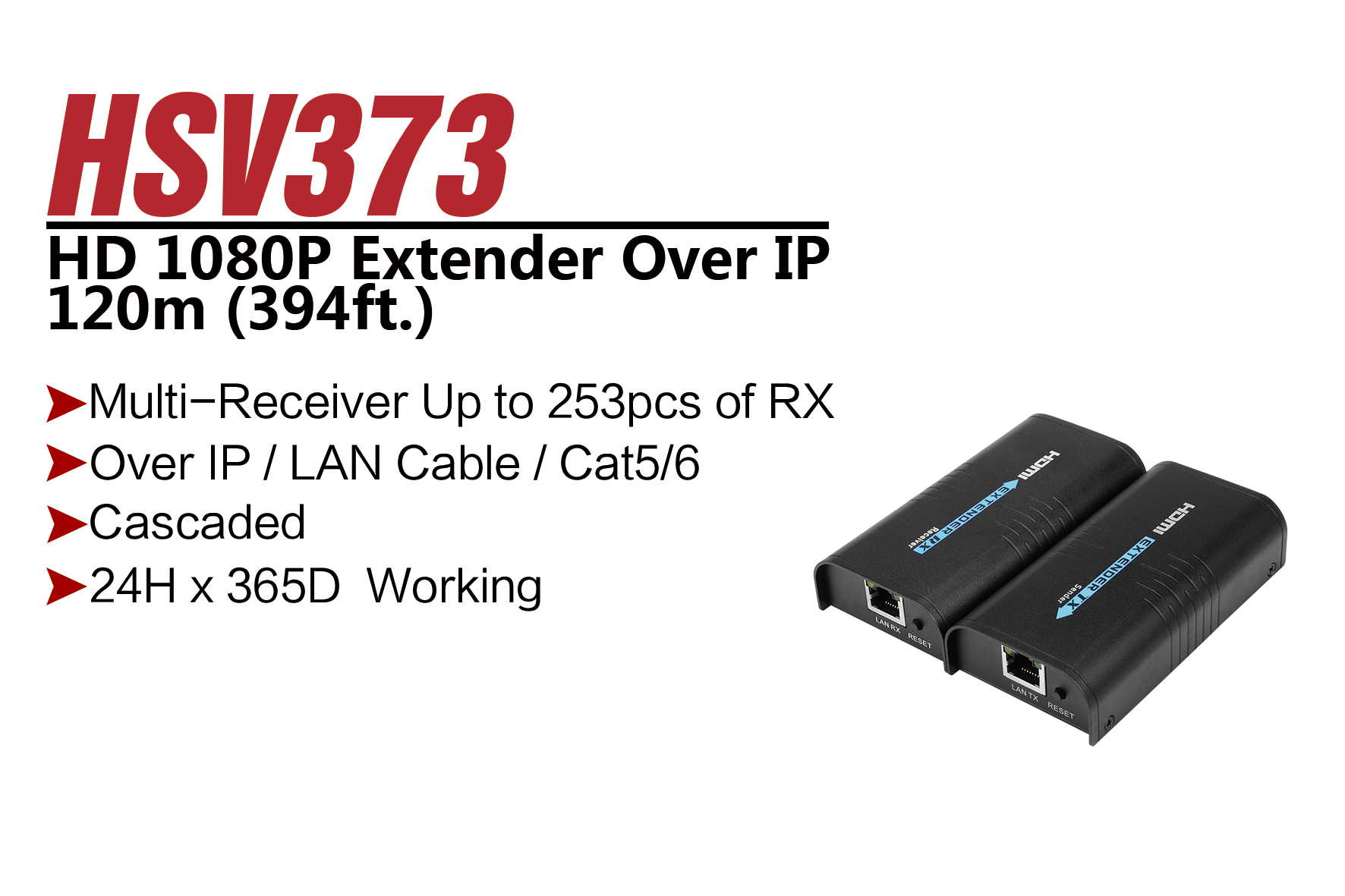 Mirabox HDMI Extender Over Cat5/6 Cable - 400ft Range, 1080P@60Hz, 1 To Many Distribution Over IP Network