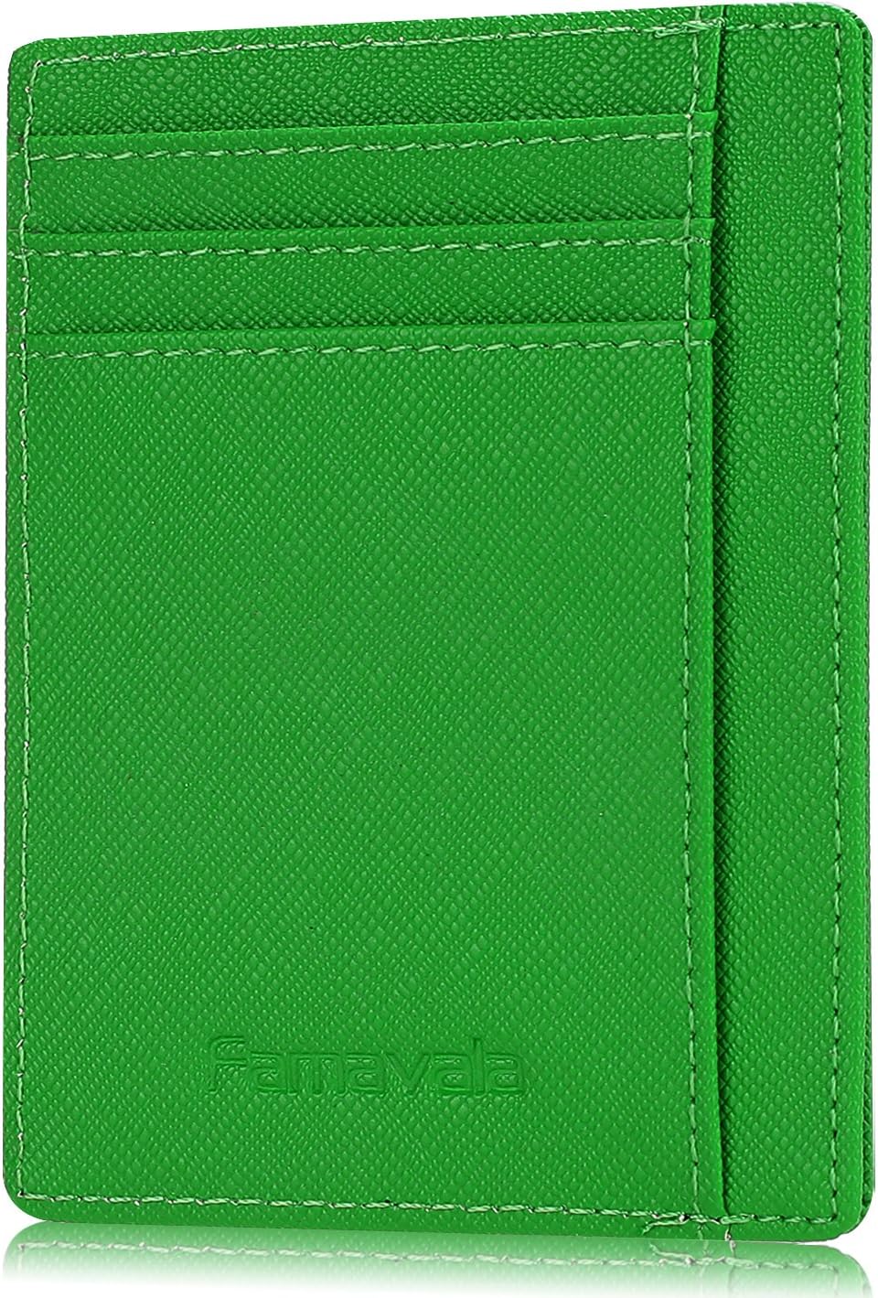 Minimalist Genuine Leather Front Pocket Wallet-Slim RFID Blocking Wallet Money Clip (Crosshatch-Green)