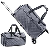 ELCUPA Garment Bags for Travel with Wheels- Carry on Garment Duffle Bag for Men Women, 2 in 1 Large Travel Duffel Bags with Shoes Compartment Hanging Suit Dress Weekender Bag Personal Item Travel Bag