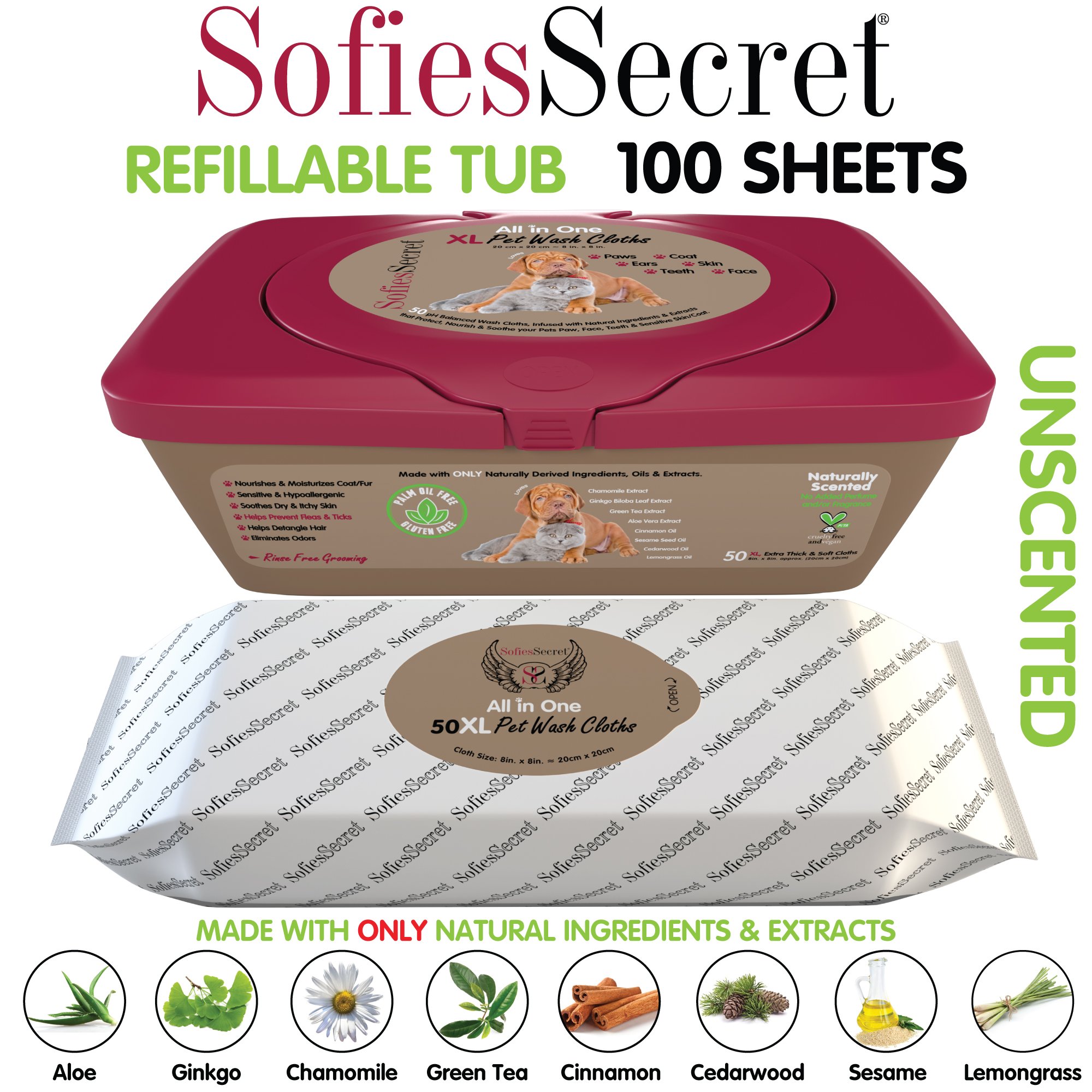 SofiesSecret XL PET WIPES for Dogs+Cats All in One Grooming, Tub 100 Count, 100 635635772031 eBay