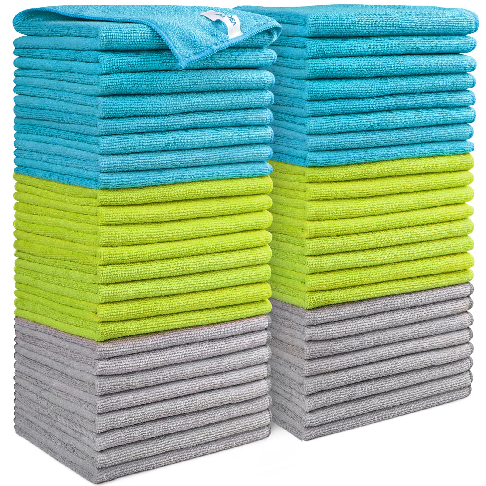 AIDEA Microfibre Cleaning Cloths Pack of 50, Multifunctional Reusable Cleaning Towels, Lint Free Streak Free Washable Cloth Duster for House, Kitchen, Car, Motorbike, Windows 30 x 40 cm