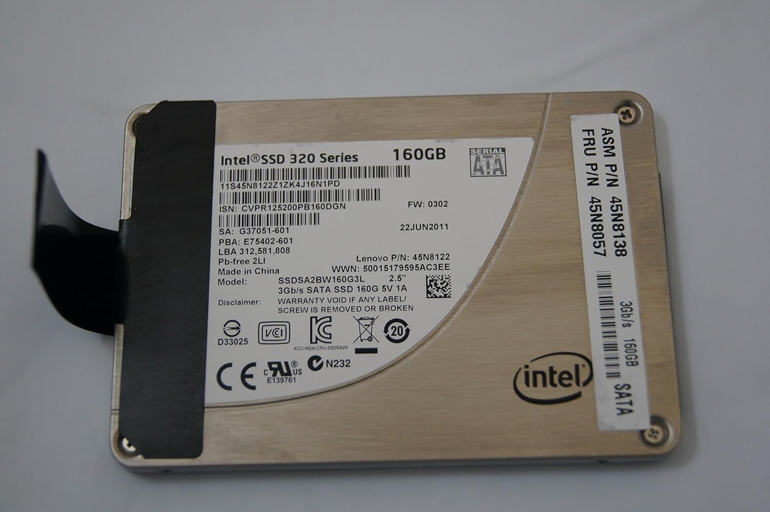 Amazon Com Intel Ssd 3 160gb 3gb S Fru 45n8138 45n8057 45n8122 Computers Accessories