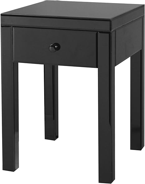 Contemporary Telephone Table Black Glass Drawer Amazon Co Uk