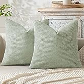 MIULEE Pack of 2 Couch Throw Pillow Covers 18x18 Inch Light Green Modern Boho Accent Decorative Pillow Covers Soft Chenille Farmhouse Cushion Covers for Home Decor Bed Sofa Living Room