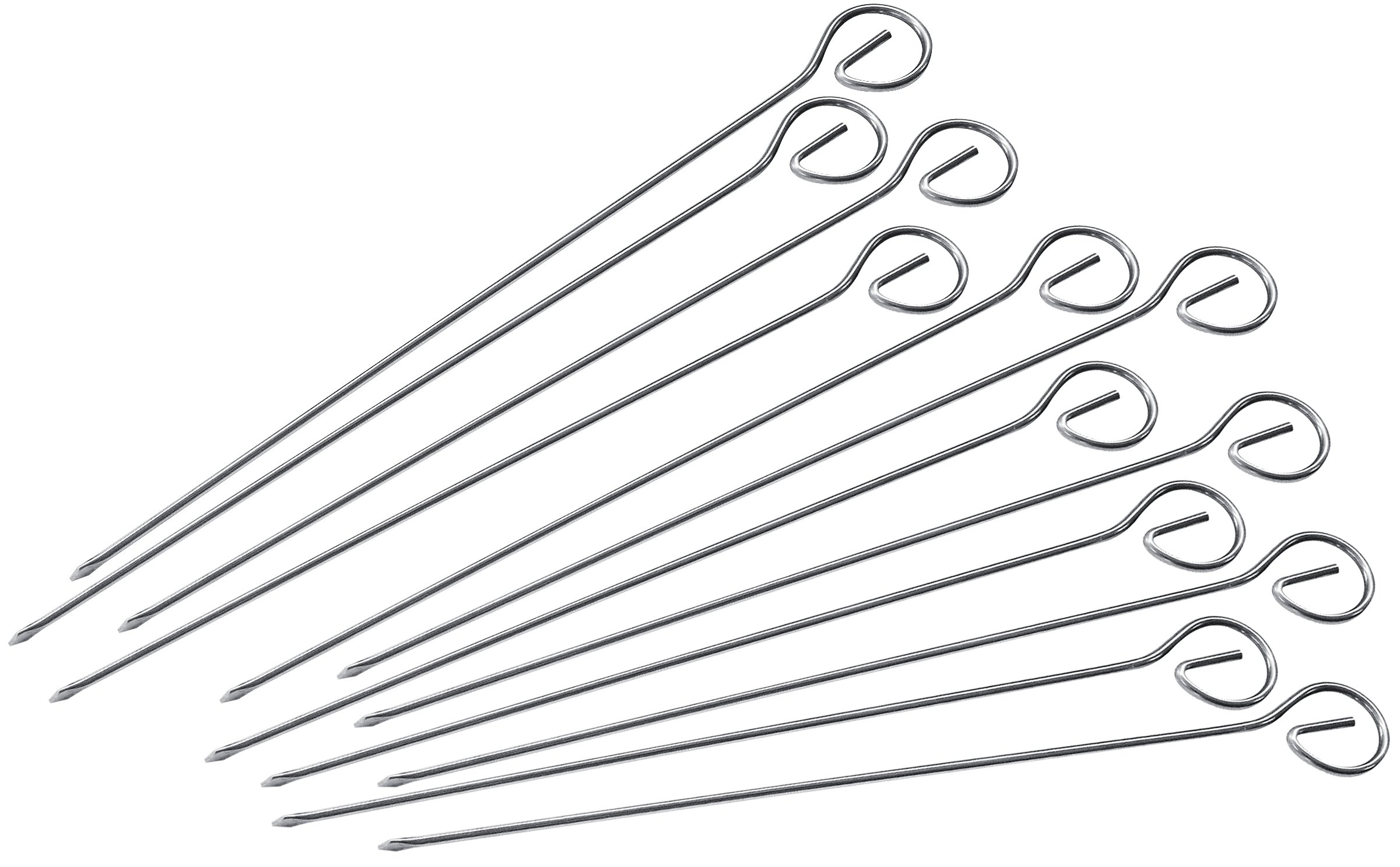 FMprofessional Kebab Skewers Stainless Steel Oval Meat Skewers for Meat, Seafood and Vegetables (Color Silver) Quantity: 12 Pieces