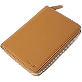Full Grain Leather Family Passport Holder for 4 Passports - RFID Passport Holder and Travel Document Organizer - Large Leather Travel Wallet for Families - Camel