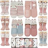 Tiny Captain Baby Toddler Girls Animal Grip Tube Socks Anti-Skid Cartoon Newborn, Infant, Baby and Toddler Socks