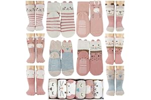 Tiny Captain Baby Toddler Girls Animal Grip Tube Socks Anti-Skid Cartoon Newborn, Infant, Baby and Toddler Socks