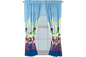 Sunny Side Up Window Curtains for Kids Bedroom 4-Piece Drape Set with 2 Tiebacks, Blue - Spidey & His Amazing Friends, 42" W 