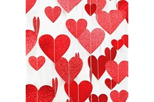 Valentines-Day Party Decorations Red Heart-Garland - 52ft Special Night Galentines Hanging Streamers Banner,Girl Romantic Wedding Anniversary Baby Bridal Shower Engagement Mohters Decor Panduola