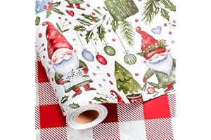 MAYPLUSS Christmas Wrapping Paper Roll - 17IN X 33FT - Gift Wrapping Paper Featuring Santa Claus Christmas Ballon Reversible Plaid for Kids, Holiday, New Year